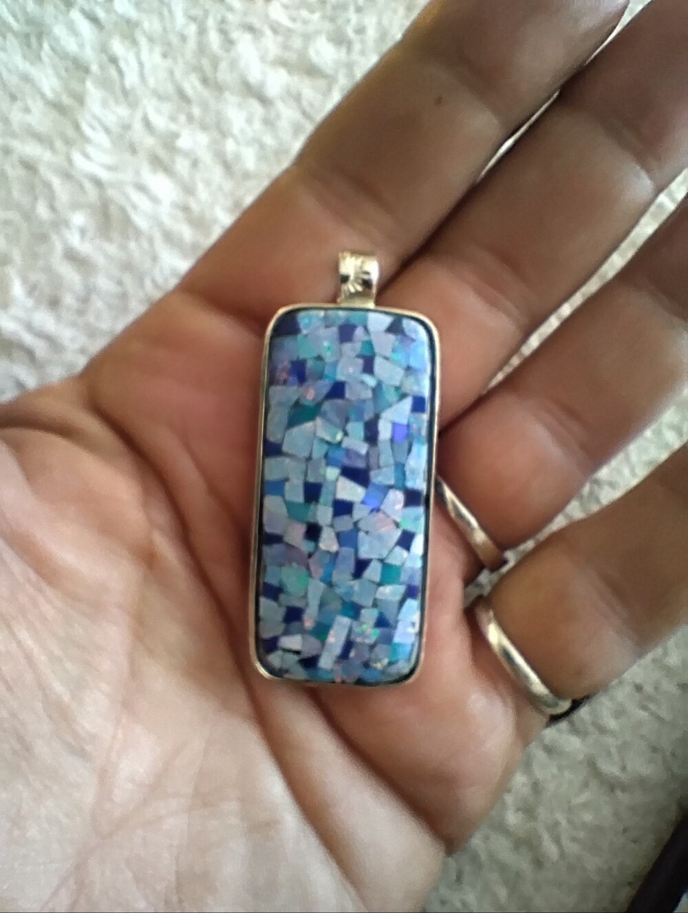 DTR Opal and Lapis Mosaic Sterling Silver Reversible Pendant, Jay King - Picture 6 of 9